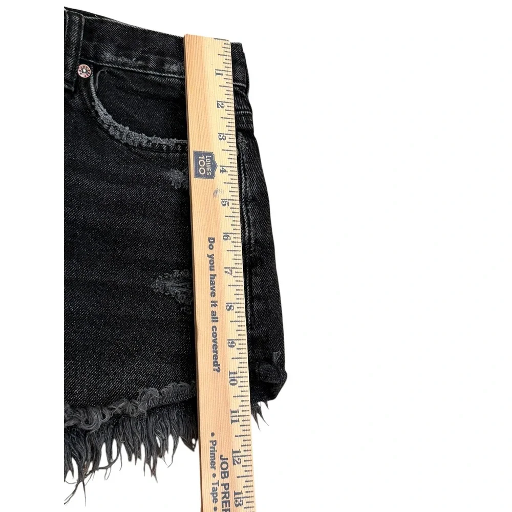 Free People We The Free Blk Distressed Denim Cutoff Shorts Womens 25 Button Fly